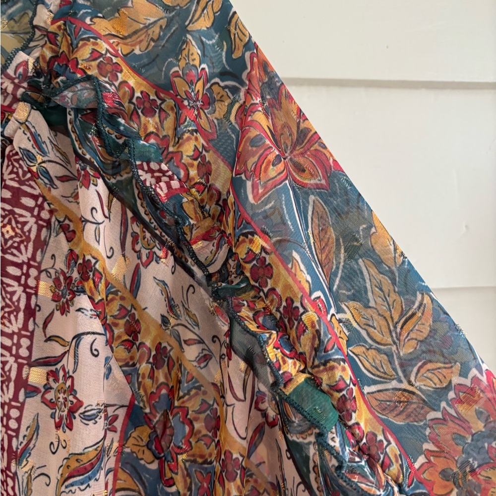 Democracy Sheer Multicolor Floral Boho Top Women’s Size 2X - Picture 6 of 16